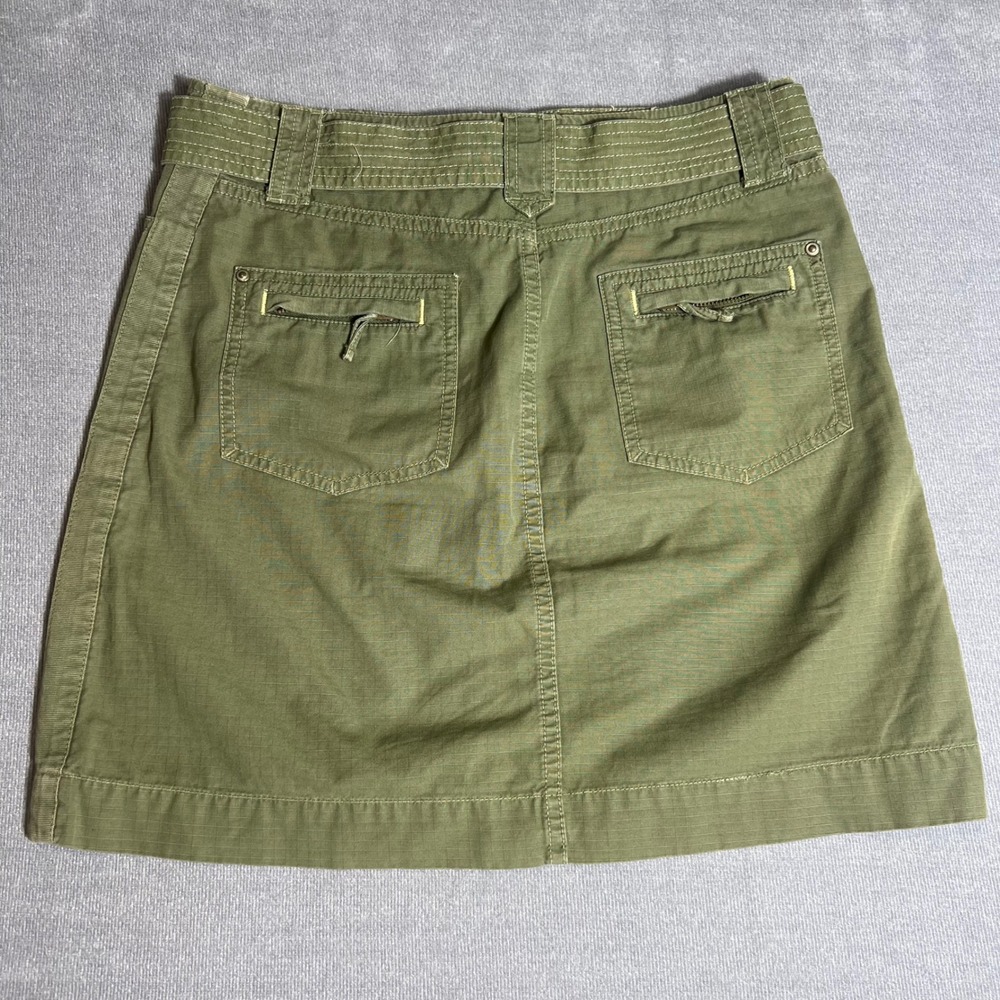 J.Crew Army Green Ripstop Cotton Utility Mini Skirt with Tie Belt Size 2 - Picture 5 of 6